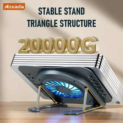 Foldable Laptop Cooling Stand - Silent Fan, Radiator and Holder for MacBook, Tablet, Notebook - Ergonomic, Adjustable, Portable