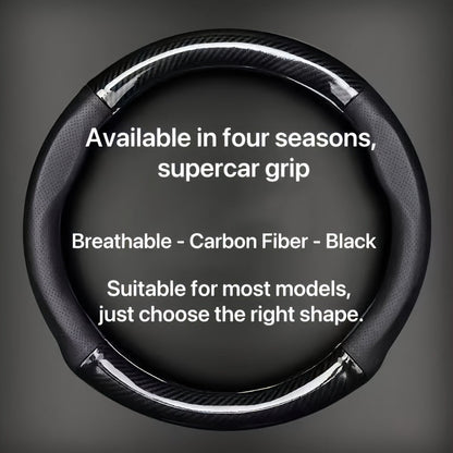 Breathable PU Leather Steering Wheel Cover – Carbon Fiber Pattern, Non-Slip Sporty Grip for Car Steering Wheels