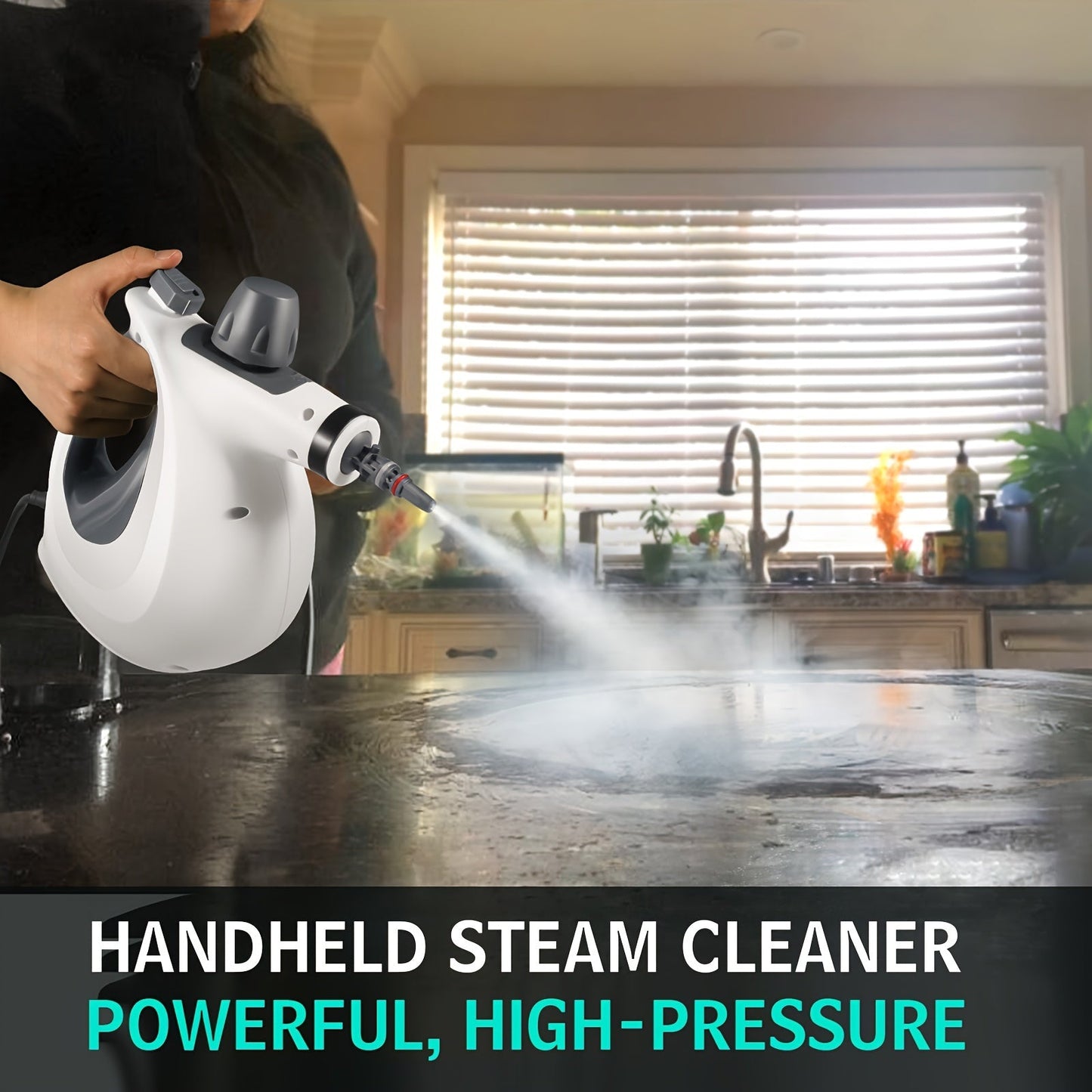 1050W Handheld Steam Cleaner – 12 Accessories for Multi-Surface Cleaning, Home and Car, Safety Lock, Fast Heat-Up, 11.83oz Tank, Chemical-Free and Portable