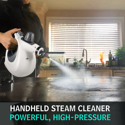 1050W Handheld Steam Cleaner – 12 Accessories for Multi-Surface Cleaning, Home and Car, Safety Lock, Fast Heat-Up, 11.83oz Tank, Chemical-Free and Portable