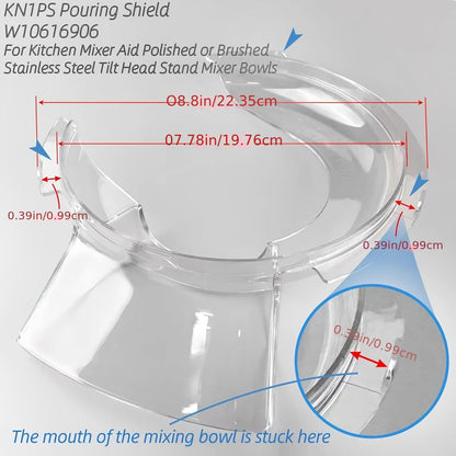 Tipping Cover for KitchenAid 4.5 and 5 Quart Tilt-Head Mixing Bowls – Compatible with KN1PS – Transparent Cover for Polished or Brushed Stainless Steel Bowls