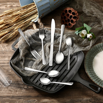 48-Piece Stainless Steel Tableware Set – Durable, Modern Cutlery for Restaurants, Hotels, Family Gatherings, and Outdoor Events – Premium Quality, Rust-Resistant, Easy to Clean