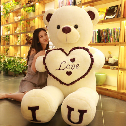 100cm “I LOVE YOU” Giant Plush Bear – Soft Stuffed Toy for Kids & Girlfriend Birthday Gift