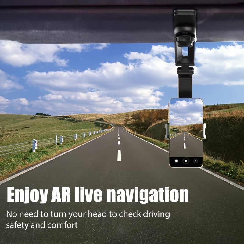 Universal 1080° Rotating Sun Visor Cellphone Car Holder – Multi-Functional Mobile Phone Mount, Fits iPhone 7, 7 Inch Support, Adjustable Viewing Angle