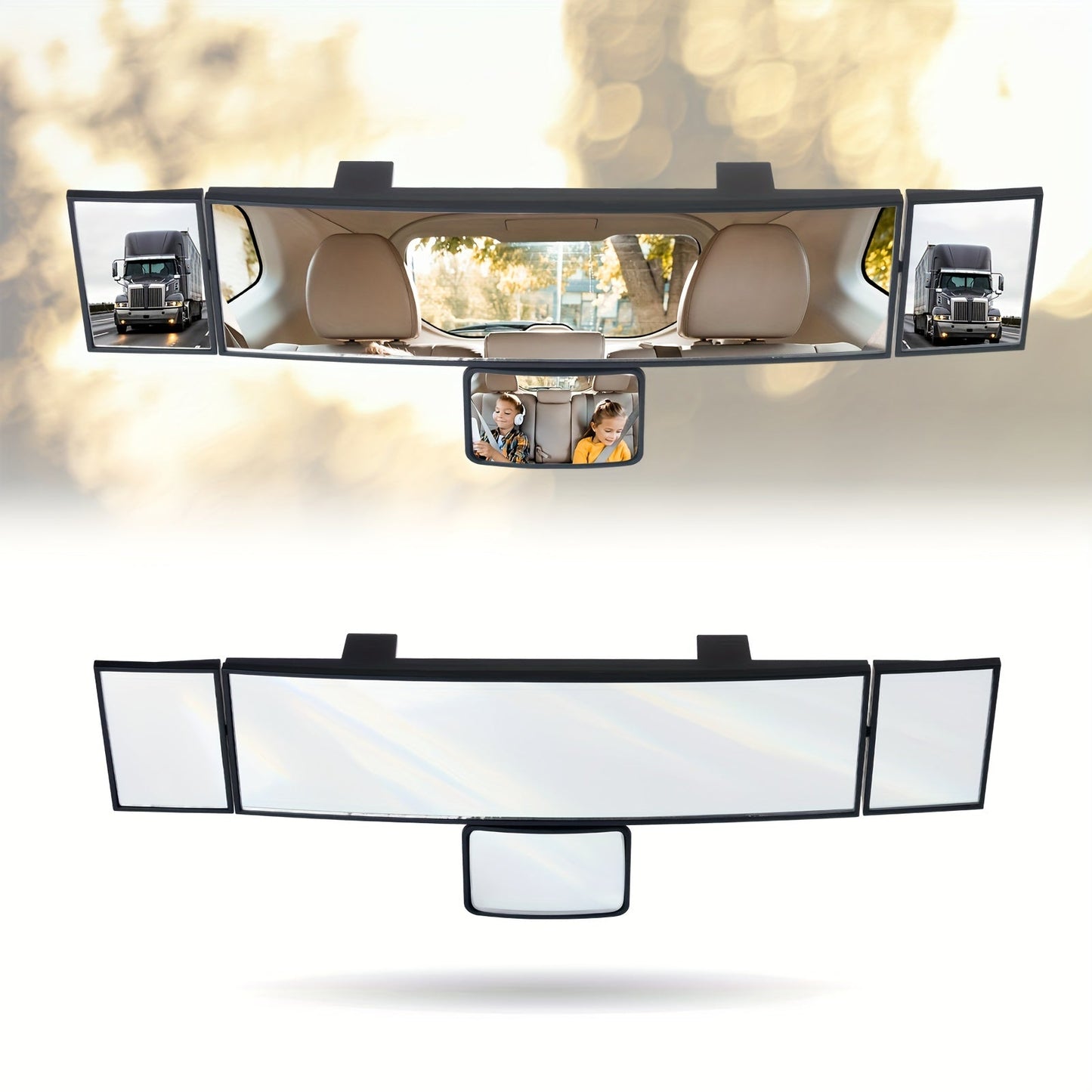 Foldable Car Mirror - Multifunctional Swiveling Adjustable with Quadruple Folding for Enhanced Field of View
