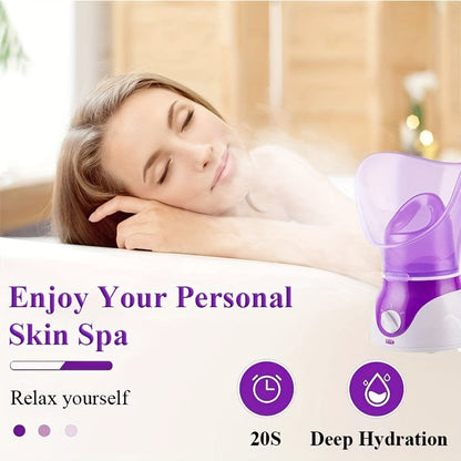 Professional Facial Steamer - Deep Cleansing, Hydrating Humidifier with Face Cover and Measure Cup - Portable, Easy to Use, US Plug