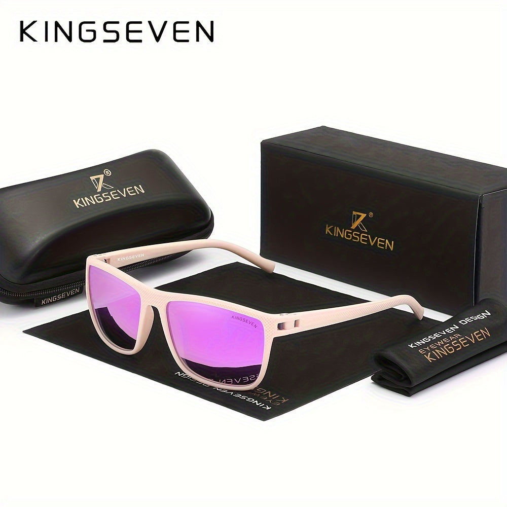 KINGSEVEN Delight Polarized Glasses – Premium TR90 Frame, Square Fashion – Casual and Leisure Eyewear for Men & Women – Ideal for Outdoor Sports, Parties, Travel, Driving, Fishing, and Photo Prop