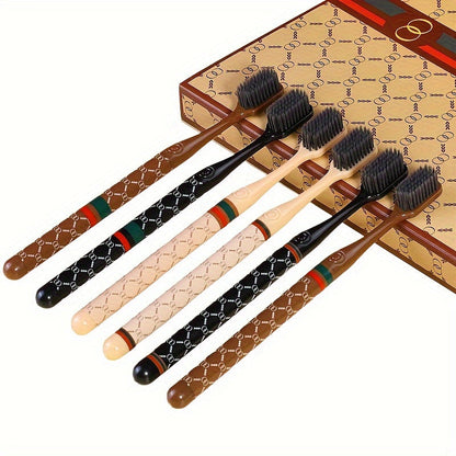6-Piece Luxury Toothbrush Set - Soft Bristles for Gentle Teeth Care, Deep Clean Oral Hygiene for Adults, Elegant Box Included