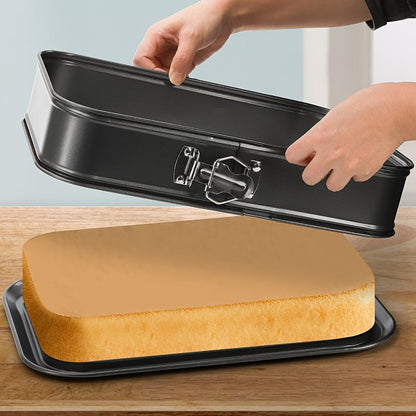 Leak-Proof Rectangular Cake Pan 9.45"x5.51" – Non Stick with Removable Bottom, Ideal for Cheesecakes and Desserts, Durable Carbon Steel, Oven and Dishwasher Safe