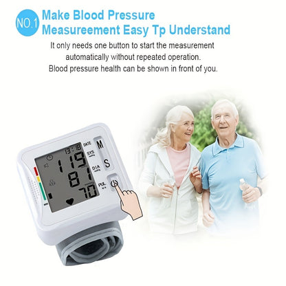 Taikon W01 Digital Blood Pressure Monitor - LCD Display, Battery-Powered, Adjustable Wrist Cuff, Irregular Heartbeat Detection - Medical Device, No Batteries Included