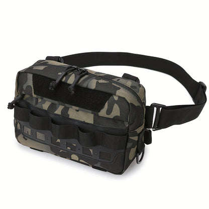 Men's Camouflage Fishing Vest Bag - Water-Resistant Nylon, Zipper Closure, Random Printing - Portable, Lightweight for Mountaineering, Camping, Hiking, Outdoor Adventures