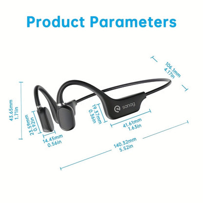 Sanag A5X True Bone Conduction Headphones - Open-Ear Wireless Sport, 3D Stereo Sound, Sweatproof, Lightweight, Long Battery Life - Perfect for Running, Cycling and Fitness