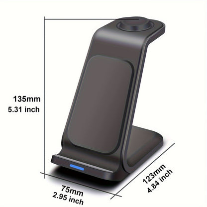 3 in 1 Wireless Charging Station for Samsung – Portable Charger for S24 Ultra/S24/S24+/S23 Ultra/S23/S22 Ultra/S22/S21/Note 20, Galaxy Watch 6/6 Classic/5/5 Pro/4 and Galaxy Buds 2 Pro