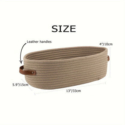 Versatile Woven Storage Basket with Dual Handles – Ideal for Desk Organization & Bathroom Essentials