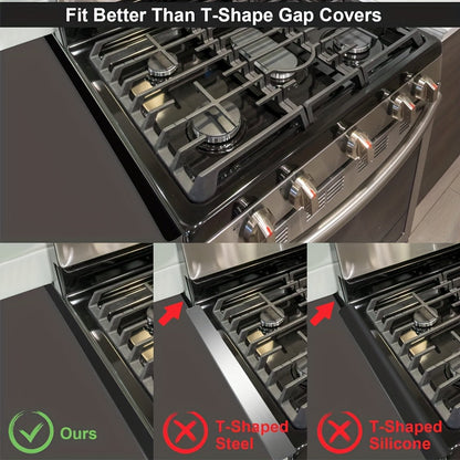 Stainless Steel Stove Gap Covers ( 2 Pack ) - Heat Resistant and Easy to Clean Gap Fillers for Stove to Counter, Oven Gap Cover, Side Guard Trim Kit, No Battery Needed