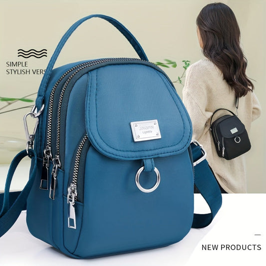 Solid Color Zipper Crossbody Bag – All-Match Coin Purse – Women's Shoulder Bag for Shopping