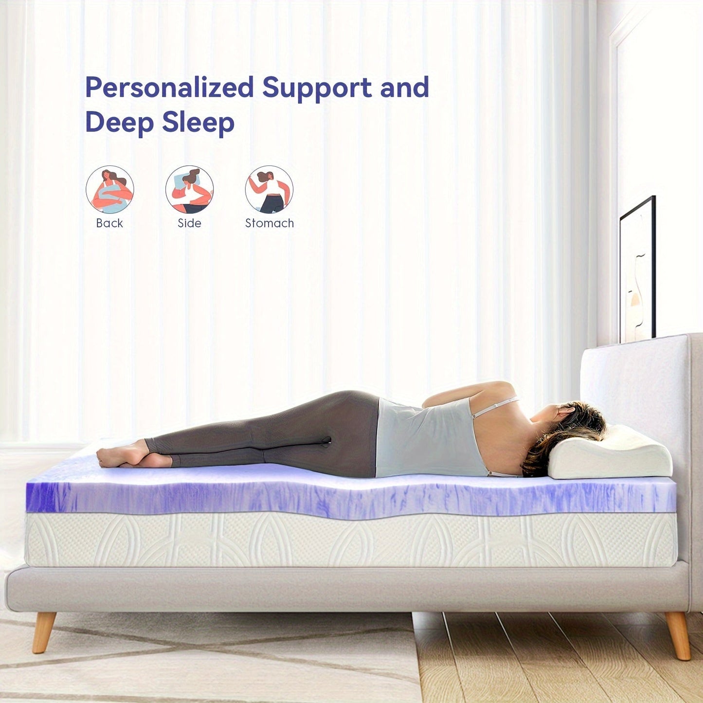 Cooling Gel Infused Memory Foam Twin Mattress Topper: Ventilated Swirl Foam Pad for Pressure Relief & Back Pain,  Bed Topper for Body Support, CertiPUR-US Certified