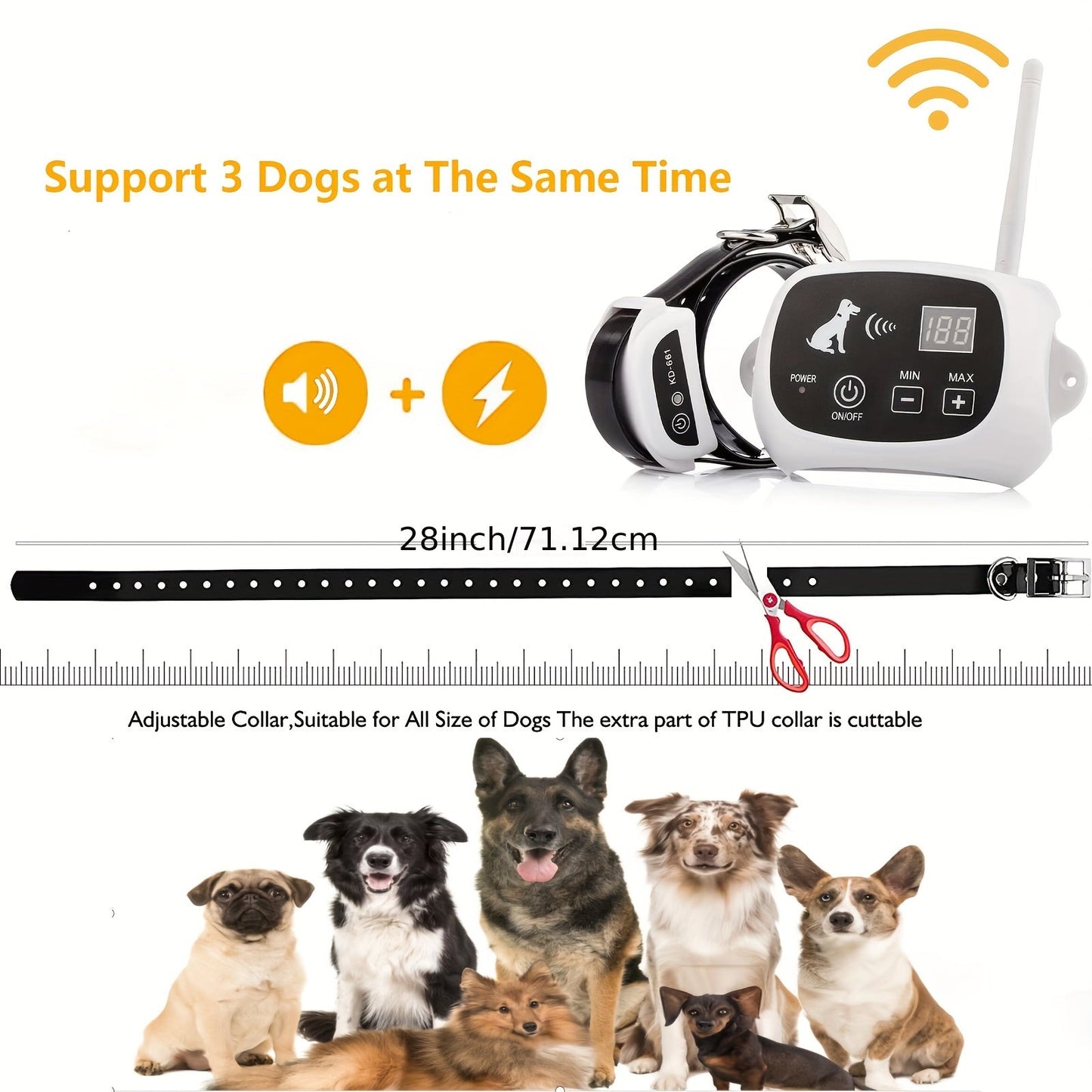 Wireless Dog Fence System - Electric Fence for Stubborn Dogs, Boundary Containment with Waterproof Training Collar, Large Signal Range (80-1640 ft), Rechargeable