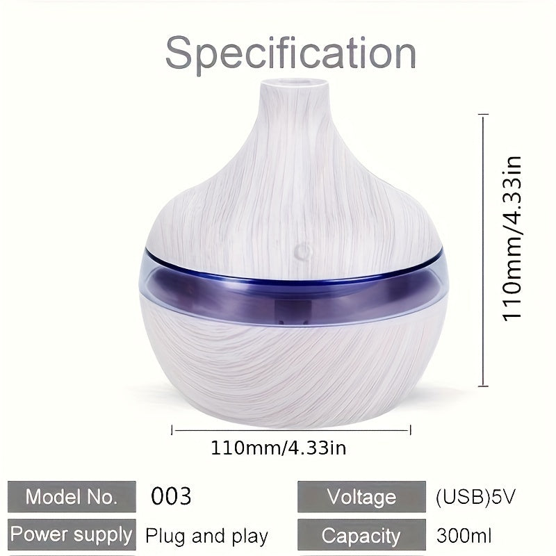 Wood Grain USB Touch-Activated Humidifier – Compact, Whisper-Quiet, Easy-to-Clean – Energy-Efficient Mist Maker for Home, Office, or Baby Room – Adds Comfort, Style, and Freshness