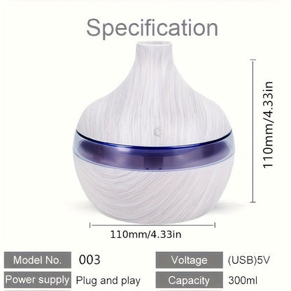 Wood Grain USB Touch-Activated Humidifier – Compact, Whisper-Quiet, Easy-to-Clean – Energy-Efficient Mist Maker for Home, Office, or Baby Room – Adds Comfort, Style, and Freshness
