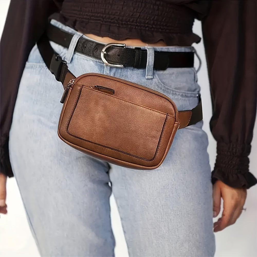 Fashion Crossbody Bag with Adjustable Strap - Lightweight PU Leather Waist Bag, Portable Fanny Pack for Outdoor Sports and Fitness