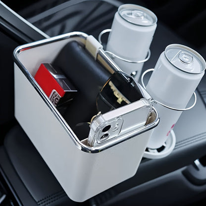 Easy-Install Foldable Car Armrest Organizer with Cup Holder - Durable Plastic, Universal Fit for All Vehicles
