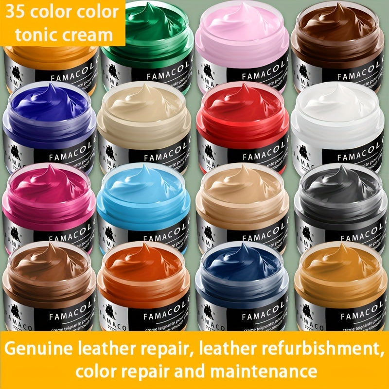 FAMACOL Leather Color Restorer Cream – 1.69oz Black Dye for Leather Repair & Refurbishment, Non-Toxic for Sofa, Shoes, Bags