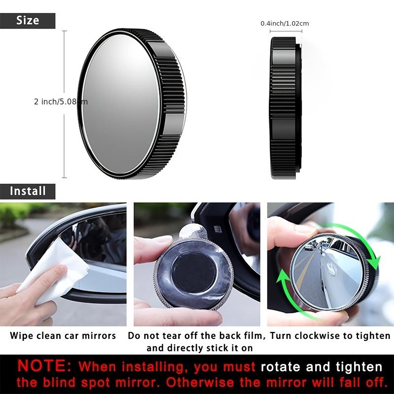 2Pcs Blind Spot Car Mirrors - 2 Inch HD Glass Convex, 360° Wide Angle with Sucker for Cars, SUVs and Trucks