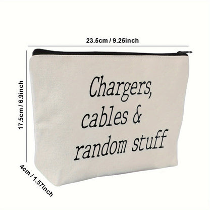 Polyester Cable Organizer Bag - Portable Storage Pouch for Chargers, Cables, and Accessories - Ideal for Electronics Essentials, Travel, and Gift Giving