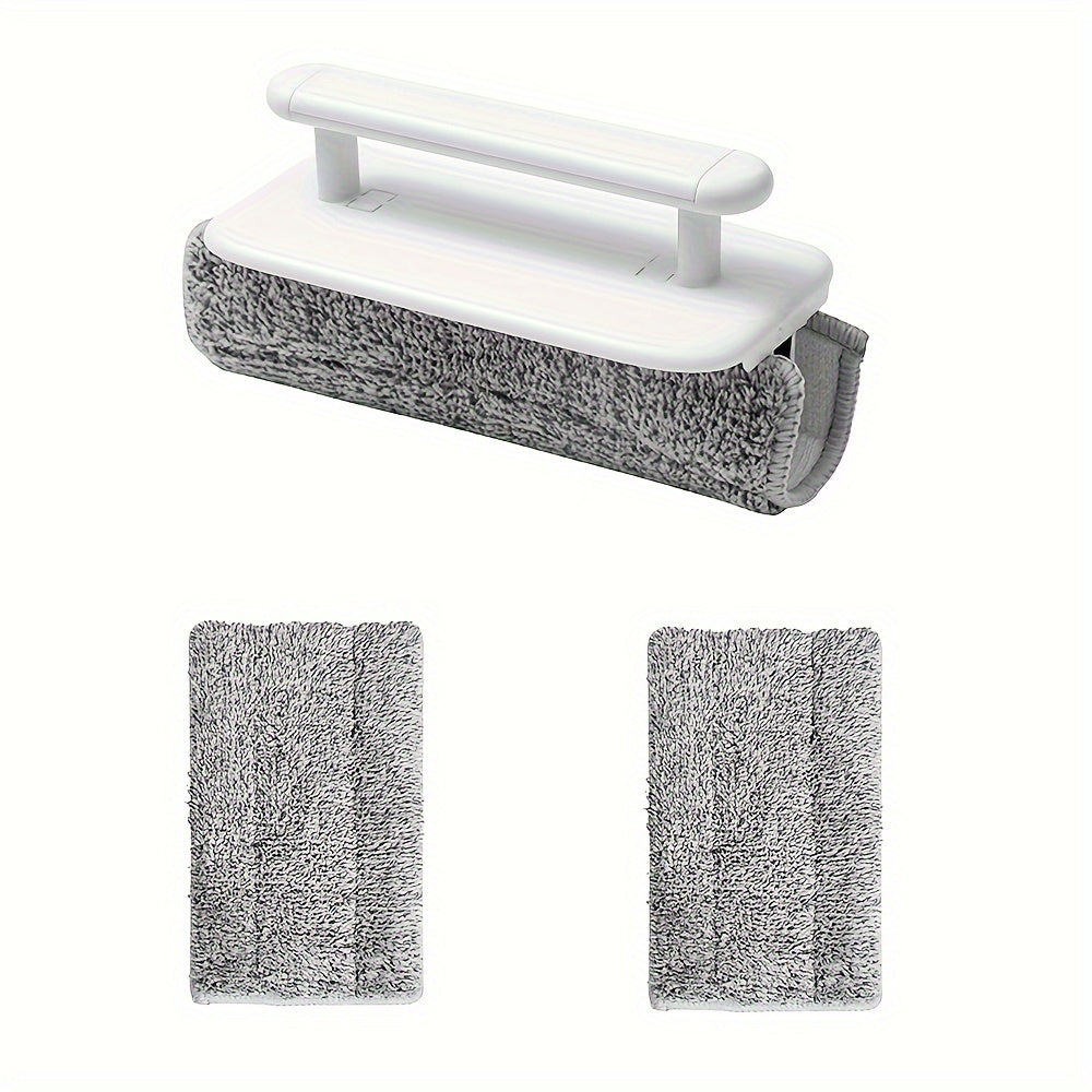 4 Piece Window Groove Cleaning Brush Set – Easy Glide Squeegee Handle, 3 Microfiber Cloths, No-Electricity Sliding Door Track & Crevice Cleaning Tool for Home