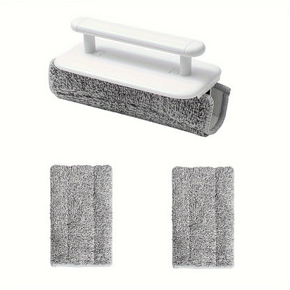 4 Piece Window Groove Cleaning Brush Set – Easy Glide Squeegee Handle, 3 Microfiber Cloths, No-Electricity Sliding Door Track & Crevice Cleaning Tool for Home