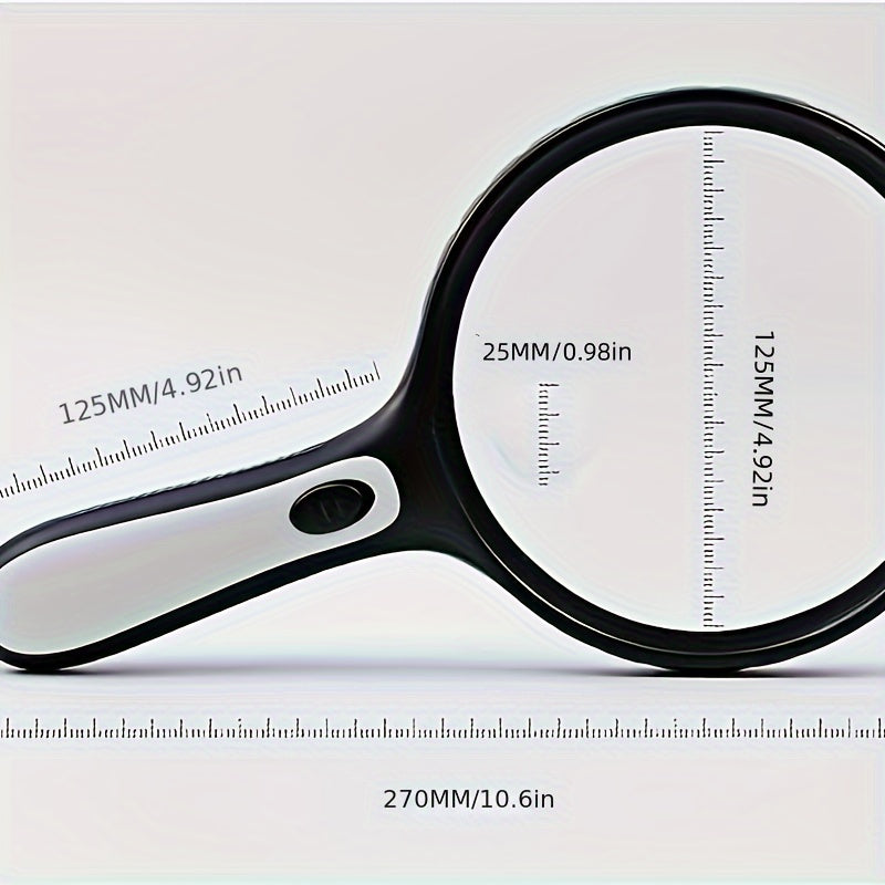 30x/60x LED Magnifying Glass - Handheld Design for Reading, Jewelry, and Low Vision Assistance