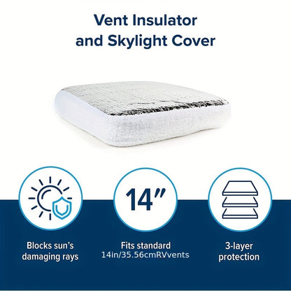 Reflective RV Vent Insulator and Skylight Cover - Durable, Weatherproof, Energy-Saving for 14 x 14 Standard Vents