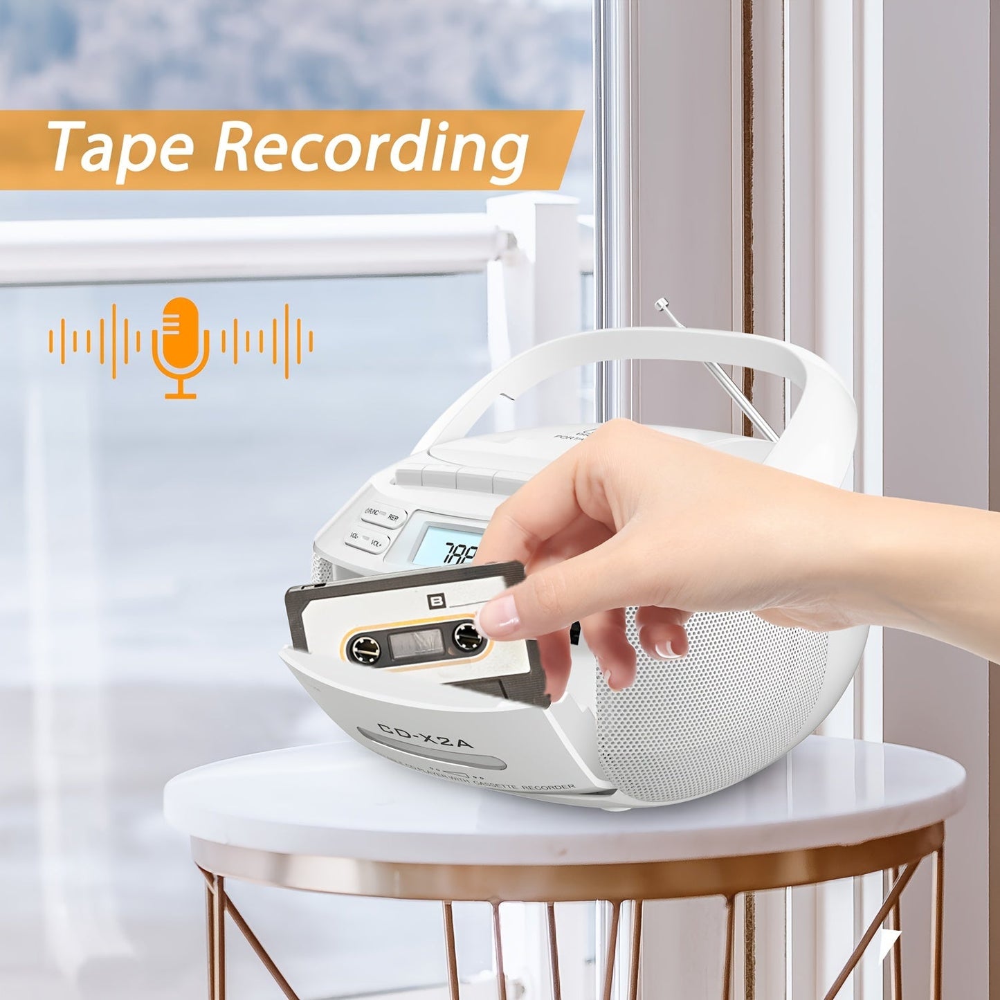 Greadio CD Player Boombox – Cassette Player with AM/FM Radio, Stereo Sound, Remote Control, AUX/USB Drive, Tape Recording, AC/DC Powered, Headphone Jack, LCD Display | Home and Gift