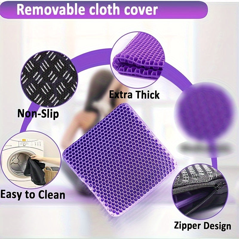 Purple Gel Seat Cushion - Pain Relief Pad for Back Pain, Sciatica, and Tailbone Pain, Ideal for Office Chair, Wheelchair, and Long Trips