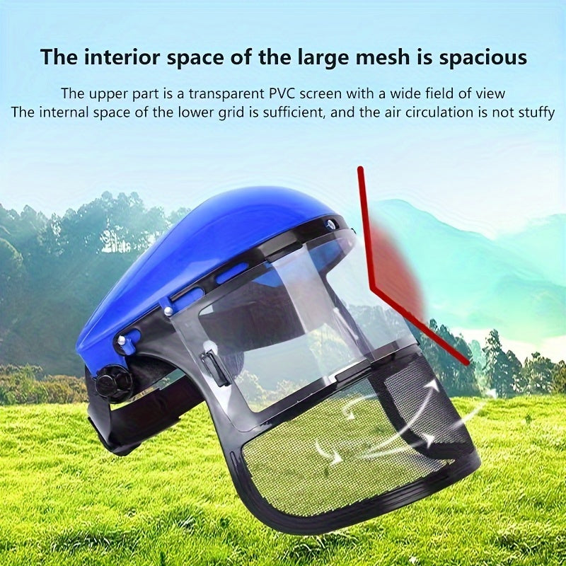 Ultimate Gardening Face Shield Helmet – Adjustable Metal & Plastic Visor, Face Guard Protection, Safety Headgear for Trimming, Weeding, Woodworking & Forestry Tasks