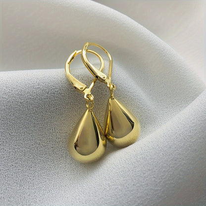 2 Pairs Teardrop Dangle Hoop Earrings for Women - Stainless Steel Hypoallergenic Silver & Gold-Plated, Lightweight Water Drop Leverback Hoops, Fashion Jewelry, Birthday & Holiday Gifts