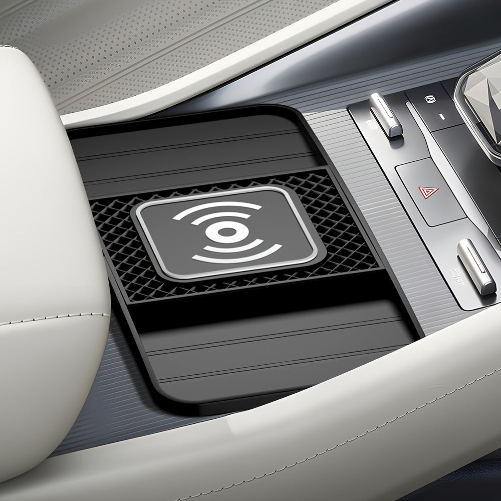 15W Fast Wireless Charging Pad with USB Connector - Non-Slip Rubber Mat for Car, Lightweight USB-Powered Charger for Qi-Enabled Devices, Phone, Watch & Earbuds Multi-Device Charging
