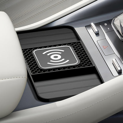15W Fast Wireless Charging Pad with USB Connector - Non-Slip Rubber Mat for Car, Lightweight USB-Powered Charger for Qi-Enabled Devices, Phone, Watch & Earbuds Multi-Device Charging