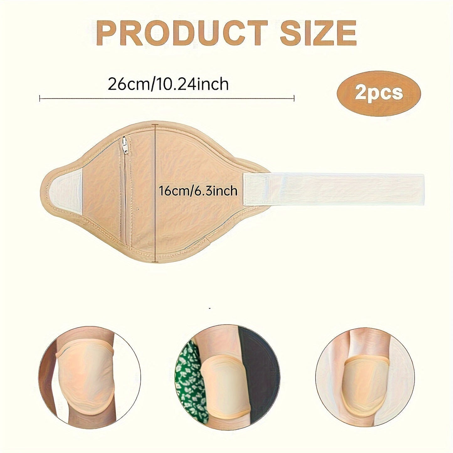 Castor Oil Compress Pack Set – 2Pcs Adjustable Elastic Band Wraps for Knee, Leg & Arm, Hot/Cold Therapy, Natural Cotton Pads (Oil Not Included)