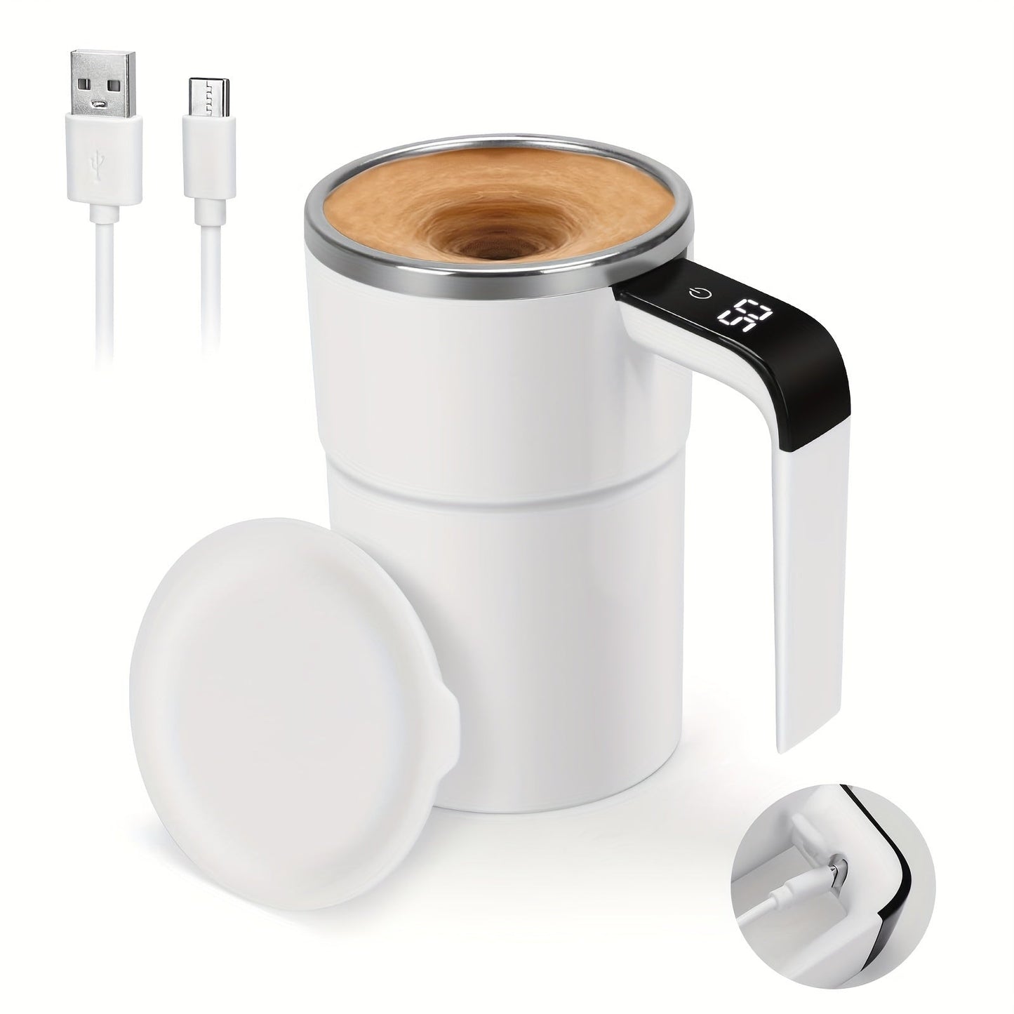Fully Automatic 304 Stainless Steel Mixing Cup with Temperature Display – Portable Coffee Cup for Home and Office