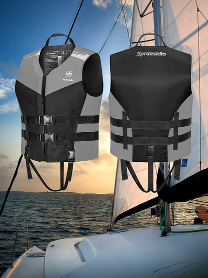 HISEA Adjustable Safety Life Jacket - Outdoor Drifting, Swimming, Snorkeling Suit for Kayaking, Boating, Fishing, Water Ski, and Rafting - Water Sports Life Vest