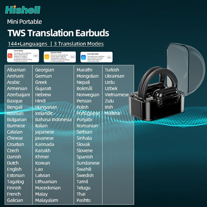 144 Language Instant Translator Earbuds – Smart Headset for Seamless 2-Way Communication, Music, and Calls – iOS and Android Compatible