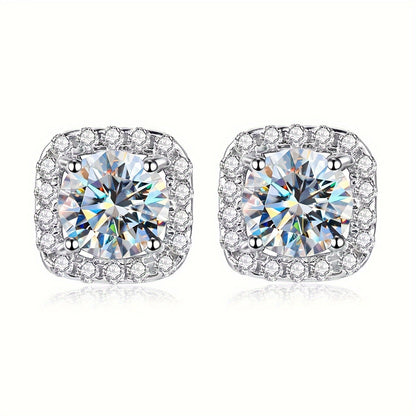 2 Pairs of Stud & Pendant 925 Sterling Silver Moissanite Square Cut Necklace - Elegant Wedding Jewelry, Perfect Birthday & Mother's Day Gifts for Women