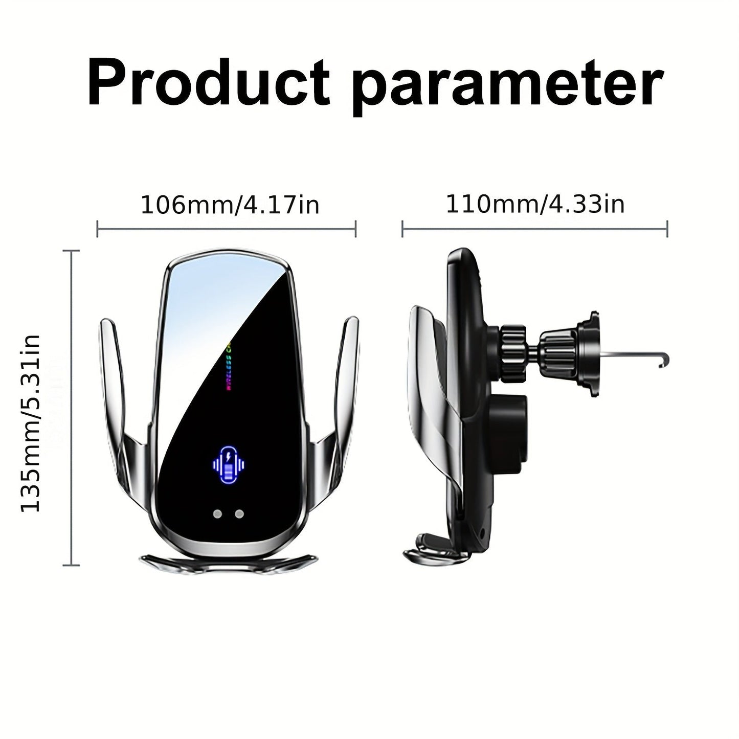 Wireless Car Charger with Automatic Phone Holder – 15W Fast Charging, 360° Rotation, Secure Grip – Compatible with iPhone 14/13/12/11 Pro/Max and Samsung Galaxy S23/S22/S21/S20