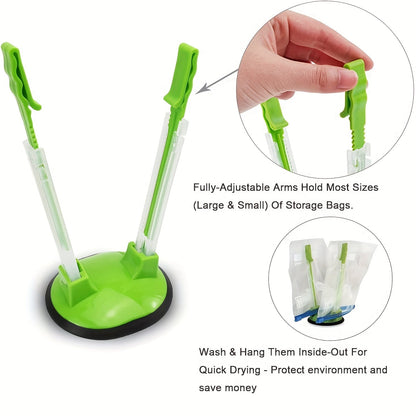 Baggy Rack – Adjustable Vertical Food Bag Holder for Countertop & Cabinet, Ideal for Garbage & Food Storage Bags, Kitchen Organizer & Accessory