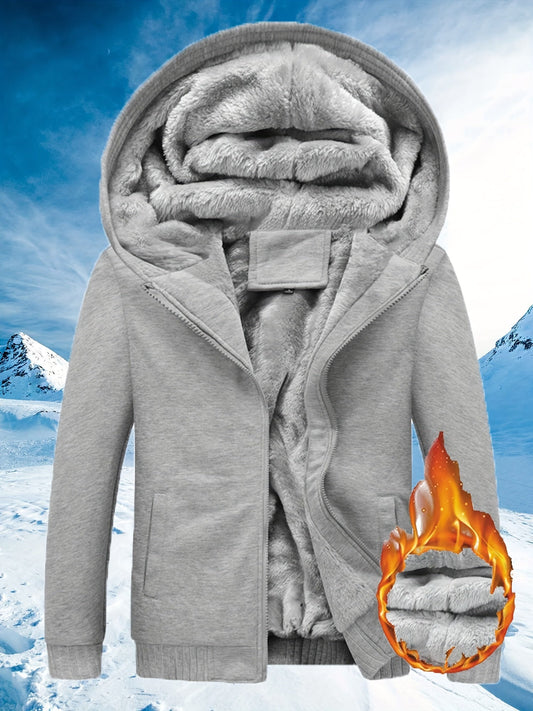 Winter Warm Fleece Zipper Hooded Jacket – Color Block Casual Hoodie – Women's Clothing