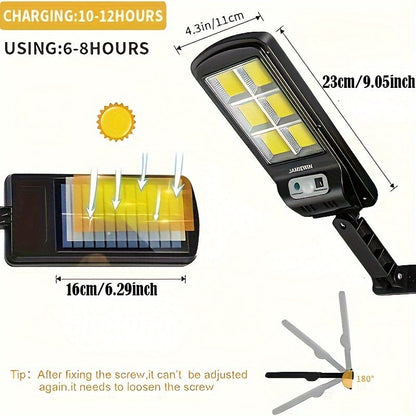 2 Packs Solar-Powered Remote Control LED Street Lights – Wall Lights with 3 Modes, Wireless Motion Sensor, Adjustable Brightness – Ideal for Garden, Street, Deck, Yard, Garage, Patio