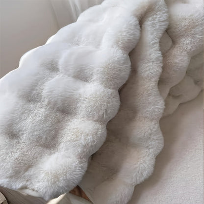 Plush Bubble Fleece Round Rug – Soft, Fluffy, Easy-to-Clean, Warm Decorative Carpet for Bedroom, Living Room, Makeup Room – Premium Indoor Rug (35.43"x35.43"/90x90cm)
