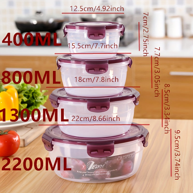 4 Piece Large Capacity Transparent Plastic Refrigerator Storage Boxes – Airtight, Stackable, Space-Saving Containers for Fruits, Vegetables, Meat, Eggs, Dumplings – Easy Clean, Fresh Preservation
